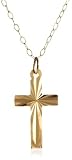 9ct Yellow Gold AMP344719 Ladies Diamond Cut Cross & 18 Chain