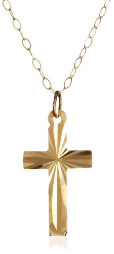 9ct Yellow Gold AMP344719 Ladies Diamond Cut Cross & 18 Chain