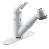 MOEN 7570W Salora Single Handle Kitchen Faucet with Pullout Spout, Glacier