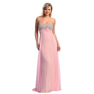 Buy 2148 Pink Sequin Beads Strapless Gown Evening Dress by Cinderella