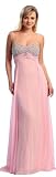 2148 Pink Sequin Beads Strapless Gown Evening Dress