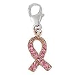 14K Two-Tone Gold Pink Sapphire Breast Cancer Ribbon Charm