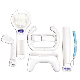 6-in-1 Mega Accessory Sports Pack for Wii - Baseball, Tennis, Golf, Steering Wheel,... 