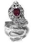 Long Adjustable Sterling Silver Snake Garnet Ring(Sizes 9,10,11,12,13,14)