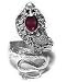 Long Adjustable Sterling Silver Snake Garnet Ring (Size 12,13)