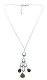 Sterling Silver Drop Pendant with Swarovsky Crystal in Esmerald and Ruby Color From the Origenes Collection By Mauricio Serrano