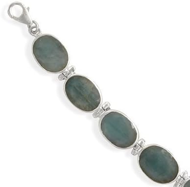 Genuine Emerald Bracelet Rough-cut Stones Adjustable Length Sterling Silver