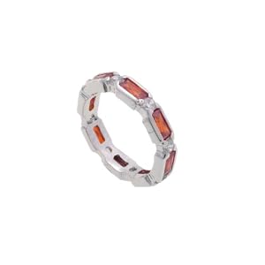 Buy SilverBin Sterling Silver Eternity Style Bezel Set Rectangular Citrine CZ Ring by SilverBin