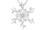 1/5 Carat Diamond 14K White Gold Snowflake Pendant w/Chain