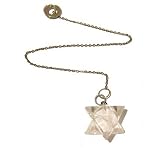Quartz Pendulum 07 Star of David Clear Silver Reiki Energy Crystal Healing