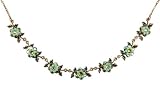 Michal Negrin Wonderful Collar Necklace Ornate with Hand Painted Flowers and Leaves Elements, Green and Olivine Swarovski Crystals; Hand-made in Israel - Special Ordered and Shipped by Genuvo within 2 to 3 Weeks