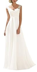 Sexy A-line V-neck Cap Sleeves Chiffon Lace  Dress with a Chapel Train 