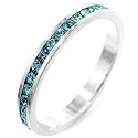Laurene Bijoux Damenring *Claire* Band / Verlobungsring Silberfarben - Zirkonia Farbe Blau Aquamarine