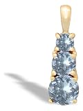 14K Yellow Gold Genuine Round Aquamarine 3-Stone Pendant