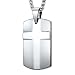 Mens Cross Tungsten Dog Tag Pendant Steel Necklace Chain
