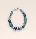 Blue Recycled Glass Bead Bracelet