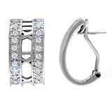 1 1 4 Carat Round Diamond 14k White Gold, Tiffany Style Hoop Earrings