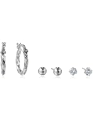 Kate & Lucy Girls Sterling Silver 3 Piece Earrings Set