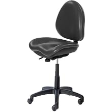 BodyBilt J707x F1 Black Vinyl Fabric Mid-Back Task Stool without Arms, 25.5" Width x 40.5" Height x 21.5" Depth