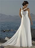 Informal Beach Wedding Dresses Side Halter Chapel Train Empire T