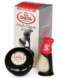 Omega Shaving Set with Brush, Holder, Soap and Bowl - #46065