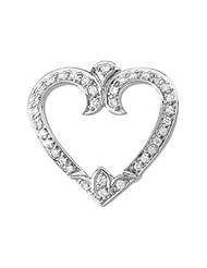 CleverEves 14K White Gold 1 4 Ct Tw Diamond Heart Pendant