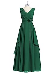 A-line V-neck Chiffon Belted Pleated Cap Sleeves Mother-of-the-Bride Dress 