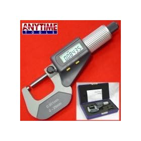 Anytime Tools DIGITAL ELECTRONIC PRECISION MICROMETER 0-1" LARGE LCD DISPLAY CARBIDE TIPS and Bonus BALL ATTACHMENT