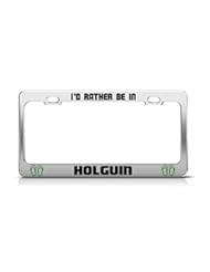 Automotive Parts and Accessories: ID RATHER BE IN HOLGUIN Cuba License Plate Frame Metal Chrome - General Tag