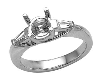 0.25 cts Baguette Diamonds Engagement Ring - Platinum, 14kt White or Yellow Gold