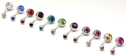 DealMagik Crystal Stainless Steel 1 Belly Ring Non Dangle Value Pack (Dark Purple)
