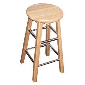 Click here to buy 24 Kitchen Stool with Chrome Stretcher - Natural .