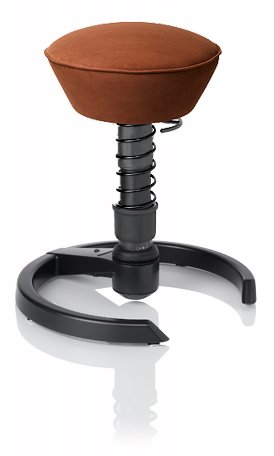 SWOPPER CLASSIC 3D-Aktiv-Bürostuhl Hocker Sitzpolster Normal, Farbe choco, Fussring mit Metallgleiter, Feder SMALL, Basis Anthrazit, Federfarbe schwarz (SWOP20SML)