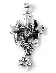 Sterling Silver Gothic Dragon Wrapped Cross Pendant