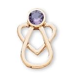 The Perfect 14K Yellow Gold With Me Always February Birthstone Angel Pin - 15.5X10MM