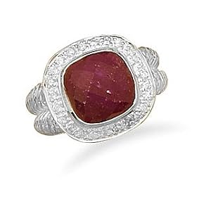 Ruby Ring with CZ Edge - Size 6 by