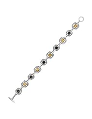 Silver Rhodium Plated 7.50" 13mm Polish Textured Open Double Oval Wire Like Multi Color Stone Cubic Zirconia Fancy Bracelet With Box Catch