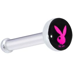 Black Pink Playboy Rabbit Head Nose Bone