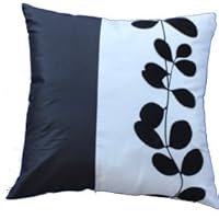 Black & White Vine 18'x18' Decorative Silk Throw Pillow Cover