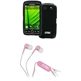 EMPIRE Black Rubberized Hard Case Cover + Pink Stereo Hands-Free 3.5mm Head ....