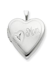 Silver 20mm Mom Diamond Heart Locket