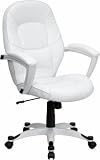 Eco-Friendly White Leather Mid-Back Executive Office Chair [QD-5058M-WHITE-GG]