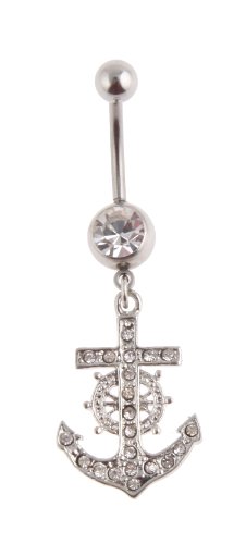 Sailor Dangling Belly Ring with Crystals