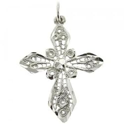 Dangle Cross Pendant w/ Filigree Design Crafter in Sterling Silver