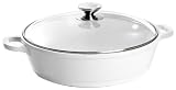 Berndes 032167 Vario Click Induction White Aluguss Schmorkasserolle keramik mit Glasdeckel 28 cm, 3,8 l