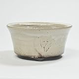信楽焼 白窯変手造足付中深そり 盆栽・山野草鉢 4号鉢 幅12cm×奥行き12cm×高さ6cm