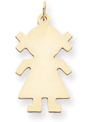 14k Yellow Gold Plain Medium .018 Gauge Engravable Girl Charm Pendant