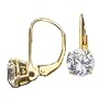 14K Gold Cubic Zirconia 2.0ct tw leverback earrings