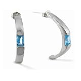 Sterling Silver Blue Topaz Half-Hoop Earrings