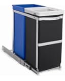 simplehuman Under-Counter Pull-Out Recycler Trash Can, Commercial Grade, 35 L / 9 Gal total capacity, (20L + 15L) / (5Gal + 4 Gal)